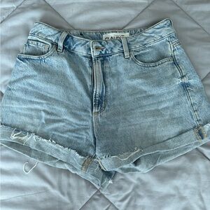 Dynamite Blue Jean Shorts with Distressed Details
